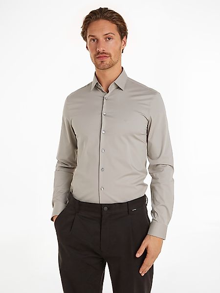 Calvin Klein Businesshemd "POPLIN STRETCH SLIM SHIRT" mit Kentkragen, Logop günstig online kaufen