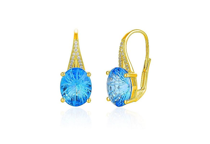 Stella-Jewellery Paar Ohrhänger 585 Gold Ohrringe Blautopas 6,16ct./ Diam. günstig online kaufen
