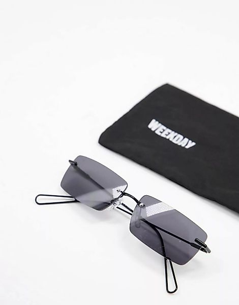 Weekday – Drive – Retro-Sonnenbrille in Schwarz im Stil der 00er Jahre günstig online kaufen
