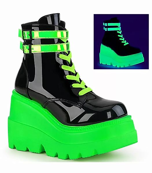 Plateau Ankle Boots SHAKER-52 - Schwarz/Neon-Grün (Schuhgröße: EUR 35) günstig online kaufen