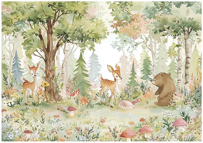 Wallarena Fototapete Kinderzimmer Wald Tiere Hirsch günstig online kaufen