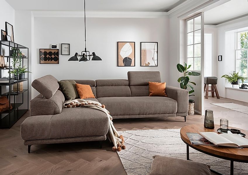alina Ecksofa "Hikari", wahlweise mit Sitzvorzug, in modernem Cordstoff, Br günstig online kaufen