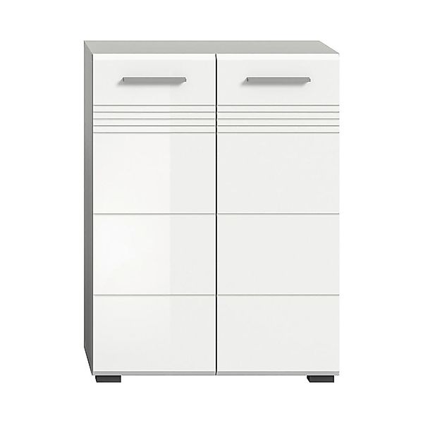 xonox.home Midischrank in Hellgrau / Weiß Hochglanz - 60x80x30cm (BxHxT) günstig online kaufen