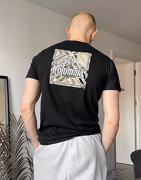 Columbia – Rapid Ridge – T-Shirt in Schwarz mit Grafik hinten günstig online kaufen