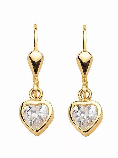 Adelia´s Paar Ohrhänger "1 Paar 333 Gold Ohrringe / Ohrhänger Herz mit Zirk günstig online kaufen