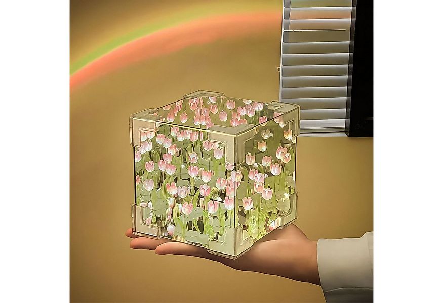 BlingBin Nachtlicht Tulpenwürfel Spiegel Lampe Tulpen Nachtlicht Blumen Tis günstig online kaufen