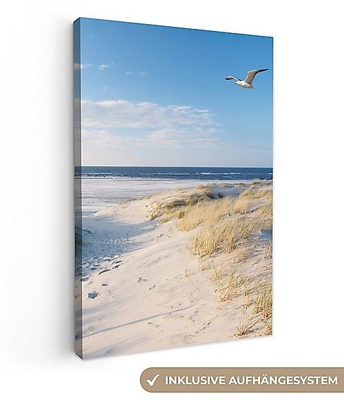 OneMillionCanvasses® Leinwandbild Düne - Möwe - Strand - Meer - Sonne, Foto günstig online kaufen
