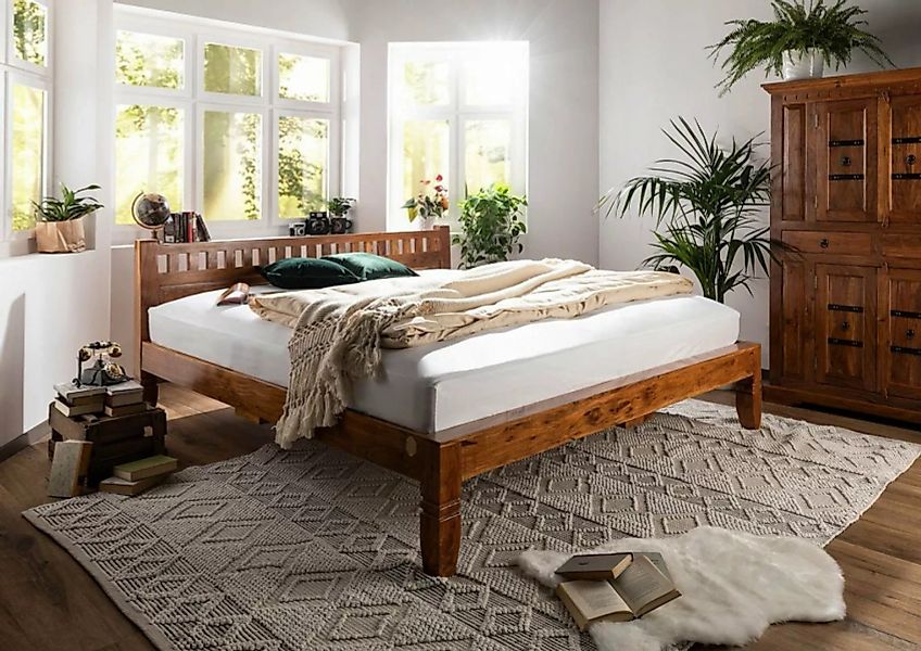 Massivmoebel24 Massivholzbett Bett Akazie 200x200x90 honig lackiert OXFORD günstig online kaufen