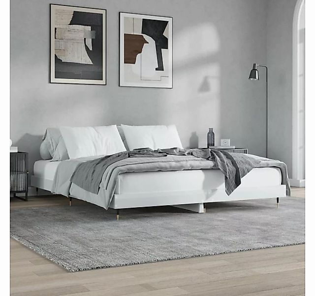 furnicato Bett Bettgestell Hochglanz-Weiß 200x200 cm Holzwerkstoff günstig online kaufen