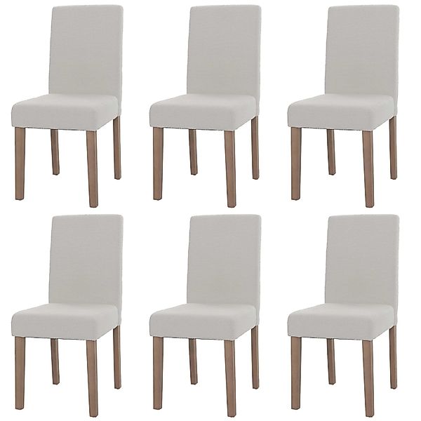 MCW Esszimmerstuhl Littau Boucle 6er-Set Creme Naturfarbene Beine günstig online kaufen