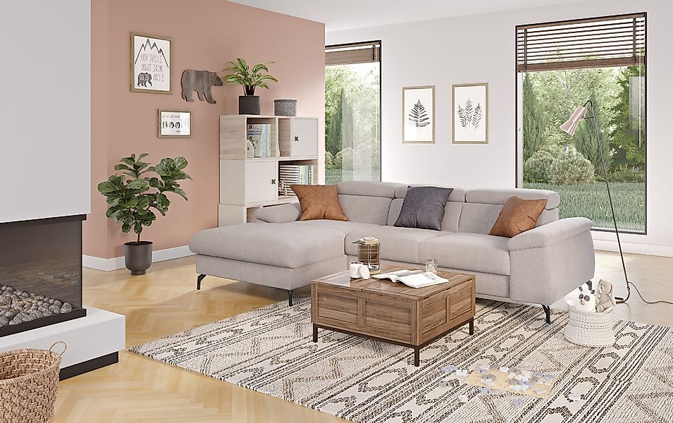 COTTA Ecksofa "Kitty L-Form, B: 242 cm" mit Kopfteilverstellung, optional B günstig online kaufen
