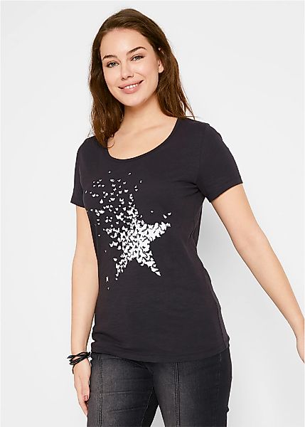 bonprix T-Shirt Flammgarn-Shirt aus Baumwolle, kurzarm günstig online kaufen