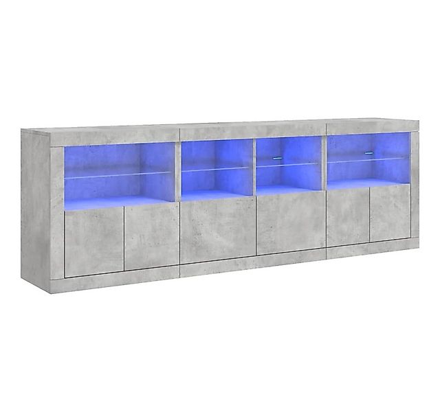 vidaXL Sideboard Sideboard mit LED-Leuchten Betongrau 202x37x67 cm (1 St) günstig online kaufen