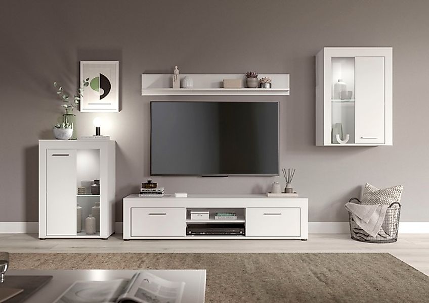 INOSIGN Wohnwand »Aosta, 4-tlg., bestehend aus: 2x Vitrine, Lowboard & Wand günstig online kaufen