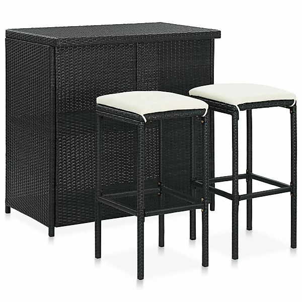 3-tlg. Bar Set Poly Rattan Schwarz günstig online kaufen