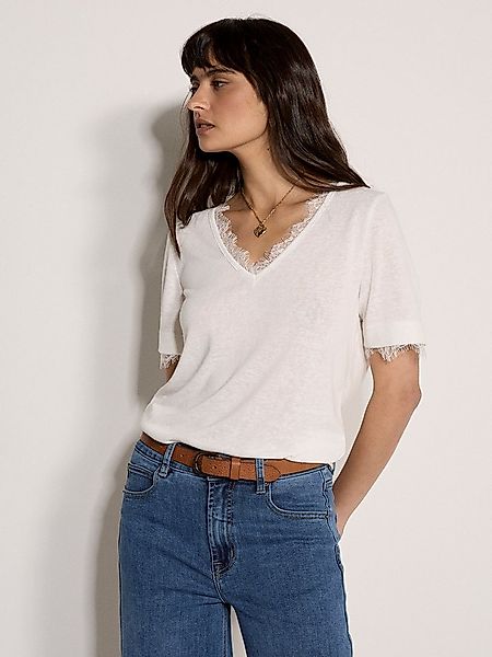 Apricot T-Shirt Slub Jersey Eyelash Lace T-Shirt Spitze günstig online kaufen