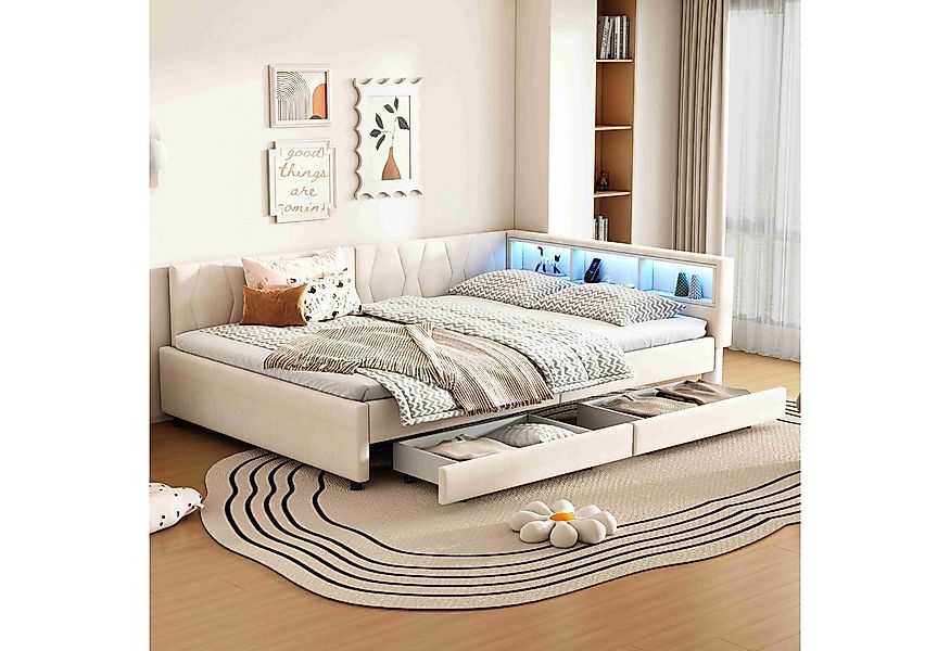 BlingBin Daybett Tagesbett (1 tlg), 90/140x200 cm mit LED, USB & Stauraum, günstig online kaufen