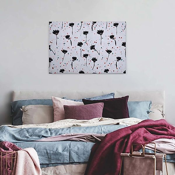 Bricoflor Wandbild Mit Blumen Im Terrazzo Stil Leinwand Bild Im Scandi Look günstig online kaufen