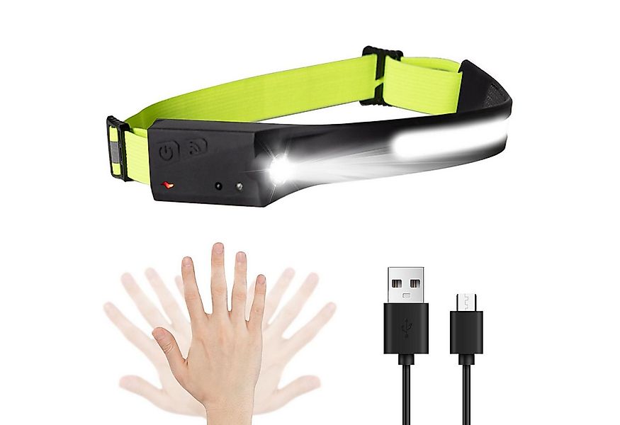 LQWELL LED Stirnlampe Wiederaufladbar, COB-Breitstrahl & Spotlight USB-Lade günstig online kaufen