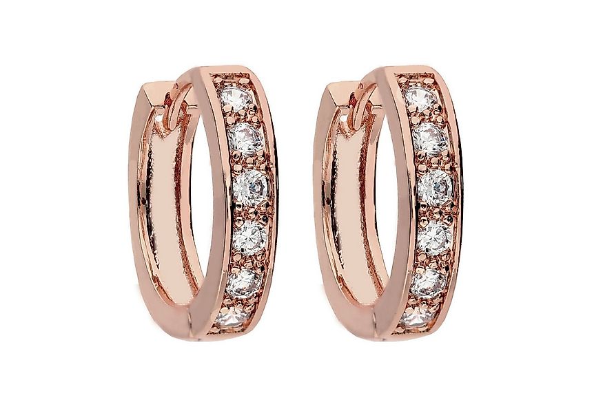 LÖB Paar Creolen 18K Roségold vergoldet Ohrringe Zirkonia Steine Creolen Kl günstig online kaufen