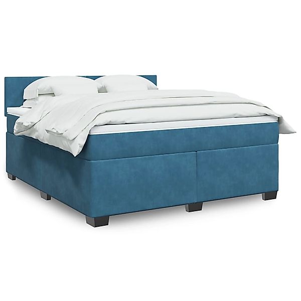 vidaXL Boxspringbett mit Matratze Blau 180x200 cm Samt 3288676 günstig online kaufen