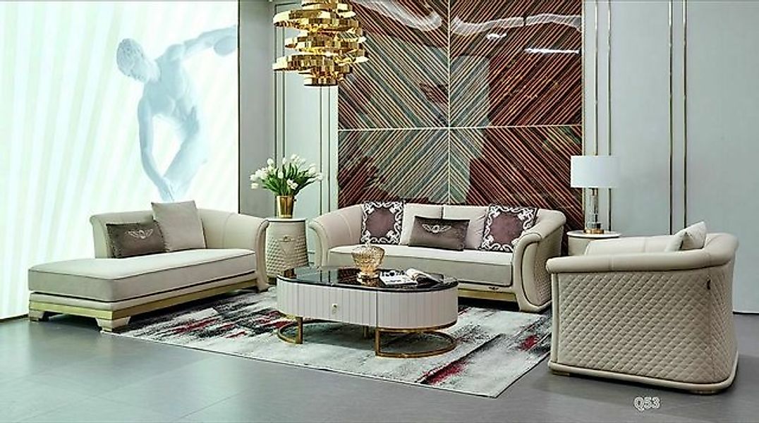 JVmoebel Sofa Moderne Beige Couchgarnitur 3+1 Sitzer luxus Set Neue Möbel, günstig online kaufen