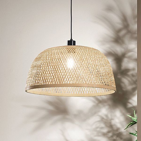 Pendellampe Bamboo, braun, Ø 48 cm, Bambus günstig online kaufen