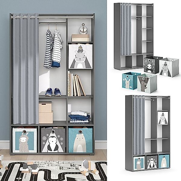 Vicco Kleiderschrank Luigi, Grau, 105.8 x günstig online kaufen