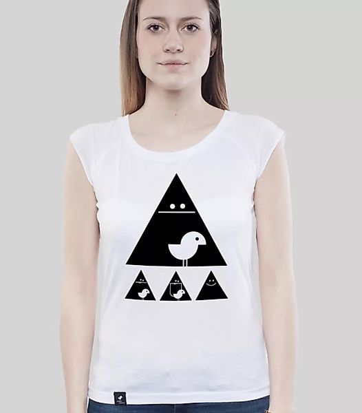 Bamboo Raglan Shirt Women White "Achtung Birdy" Black günstig online kaufen
