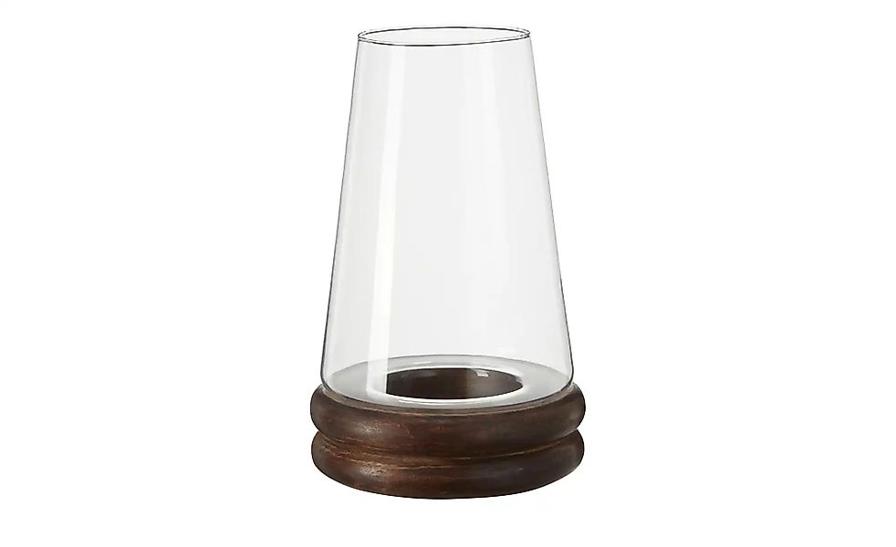HOME STORY Windlicht   ¦ holzfarben ¦ Glas ¦ Maße (cm): H: 23  Ø: 16 Access günstig online kaufen