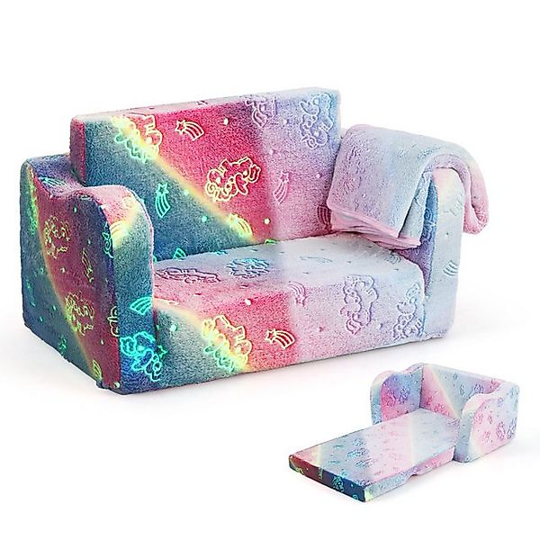 KOMFOTTEU Kindersofa, ausklappbar mit leuchtenden Mustern günstig online kaufen
