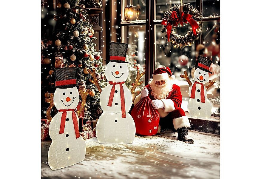 Outsunny Weihnachtsfigur mit 128 LEDs (Weihnachtsdekoration, 3 St., Schneem günstig online kaufen