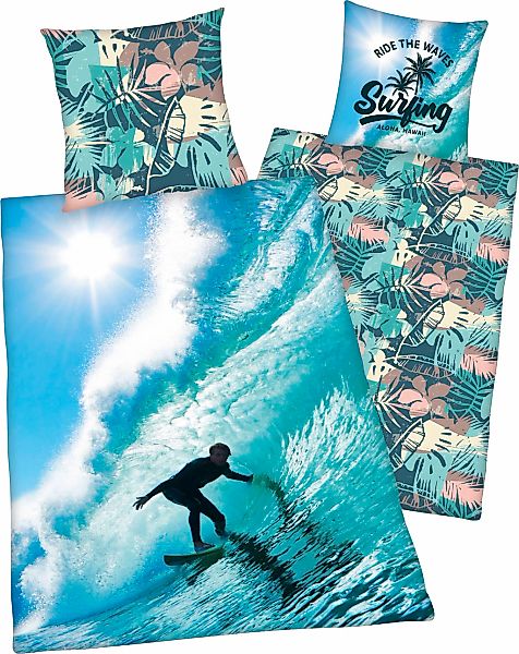 Herding Young Collection Wendebettwäsche "Surfer" mit tollem Surfer-Motiv günstig online kaufen
