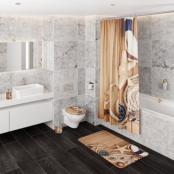 Sanilo Badezimmer Set, Seifenspender und WC-Bürste - Maritime günstig online kaufen
