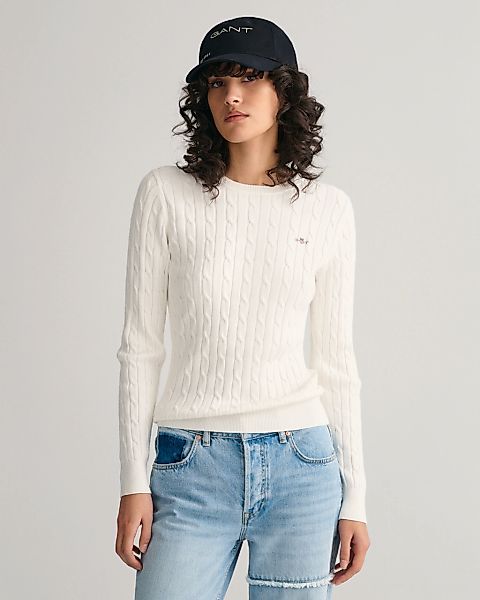 Gant Strickpullover "STRETCH COTTON CABLE C-NECK" mit Logostickerei auf der günstig online kaufen