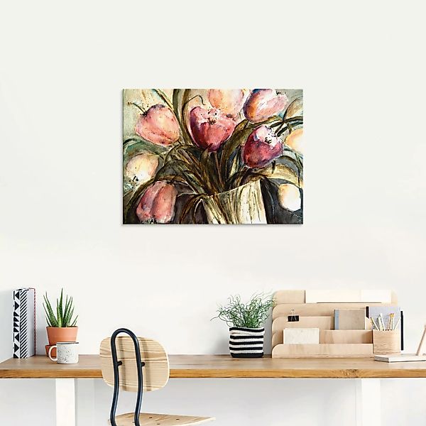 Artland Glasbild "Lila Tulpen in Vase", Blumen, (1 St.), in verschiedenen G günstig online kaufen