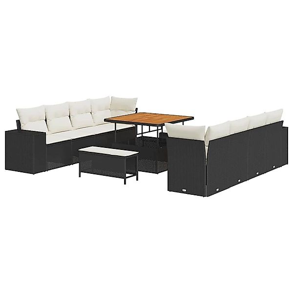 vidaXL Garten-Sofa-Set 11-Tlg Schwarz Poly Rattan 3361985 günstig online kaufen