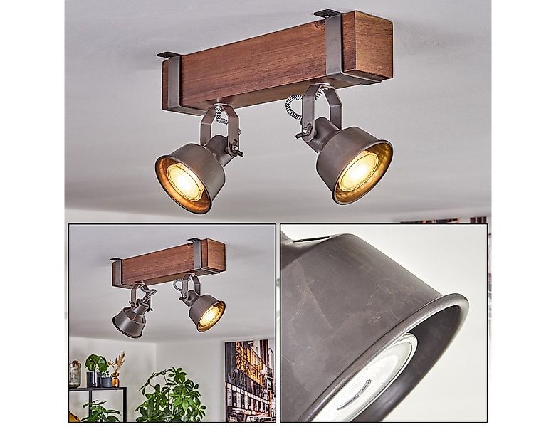 hofstein Deckenleuchte Deckenlampe verstellbar aus Metall/Holz in Grau/Dunk günstig online kaufen