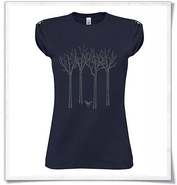 Vogel Im Wald T-shirt In Navy Blau / Dunkelblau Für Frauen günstig online kaufen