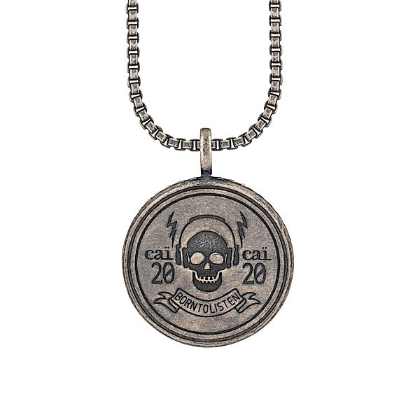 CAÏ Kette mit Anhänger "925/- Silber matt oxidiert Rock Music Skull Wappen" günstig online kaufen