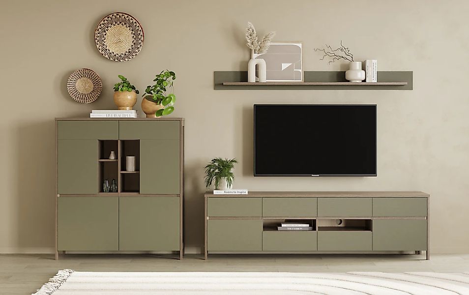 Home affaire Wohnwand "Stranda, moderne Anbauwand, Komplettset im Scandi-St günstig online kaufen