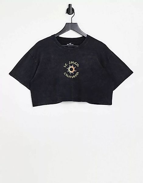 Hollister – Vintage – Dad-T-Shirt mit kurzem Schnitt in Schwarz günstig online kaufen
