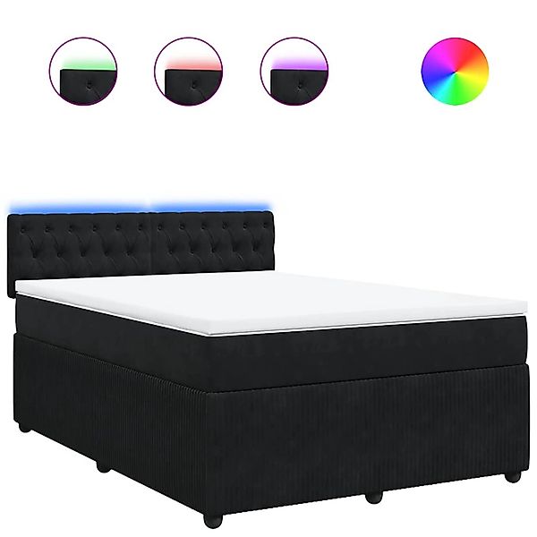 vidaXL Boxspringbett mit Matratze Schwarz 140x200 cm Samt 3290066 günstig online kaufen