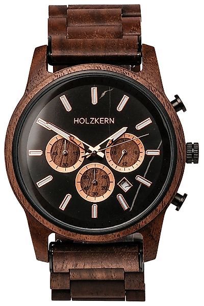 Holzkern Quarzuhr Quarz Chronograph Buschwerk Walnuss/Marmor günstig online kaufen