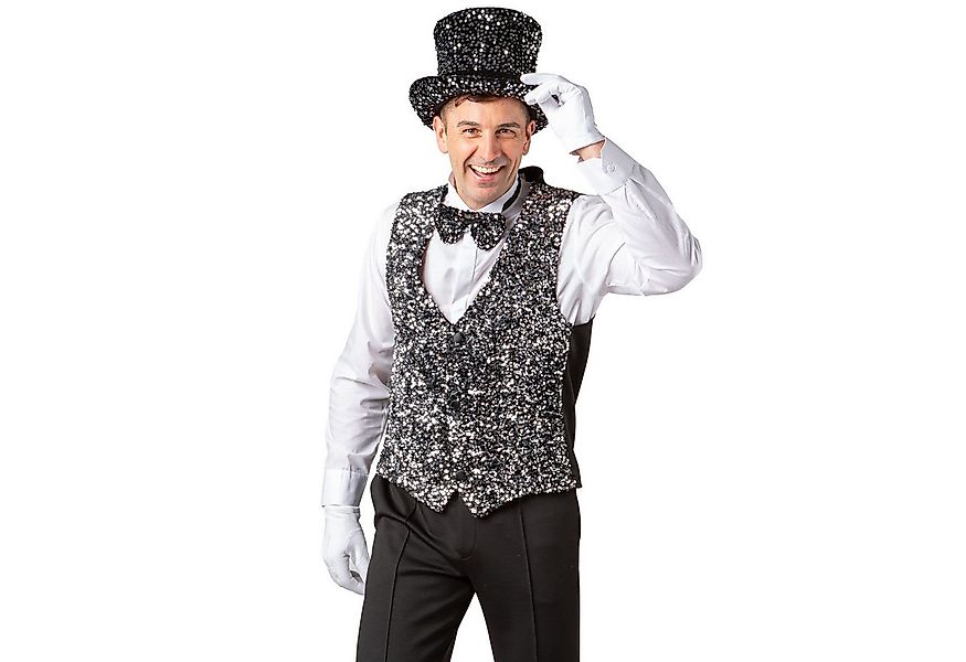 Orlob Kostüm Pailletten Weste Silber Party Outfit Herren günstig online kaufen
