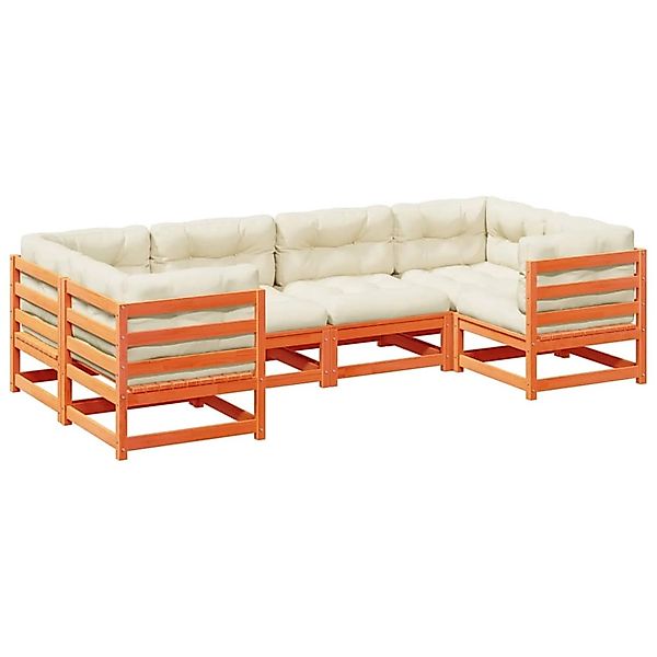 vidaXL 6-Tlg Garten-Sofagarnitur mit Kissen Wachsbraun Kiefernholz 3299608 günstig online kaufen