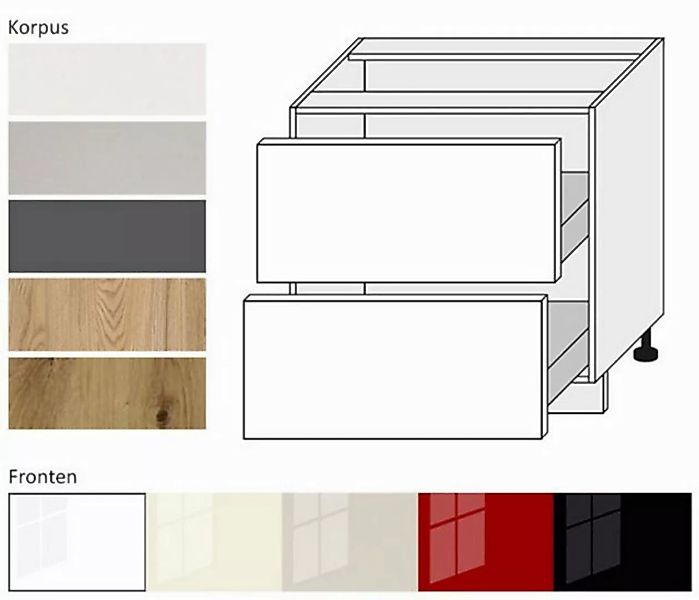 Feldmann-Wohnen Unterschrank Platinum (Platinium, 1-St) 80cm Front- & Korpu günstig online kaufen