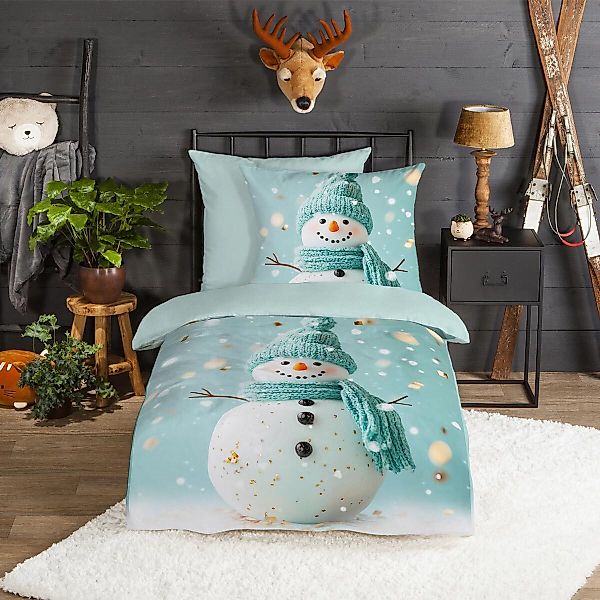 TRAUMSCHLAF Bettwäsche Schneemann, Flanell, 2 teilig, günstig online kaufen