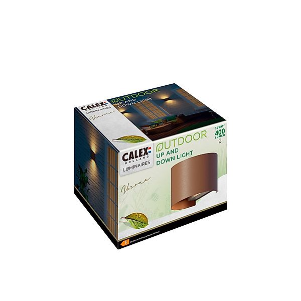Calex LED-Außenwandlampe Oval, up/down, Höhe 10cm, rostbraun günstig online kaufen