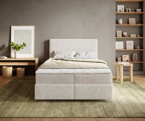 DELIFE Boxspringbett Dream-Well, Bouclé Creme-Weiß 140x200 günstig online kaufen